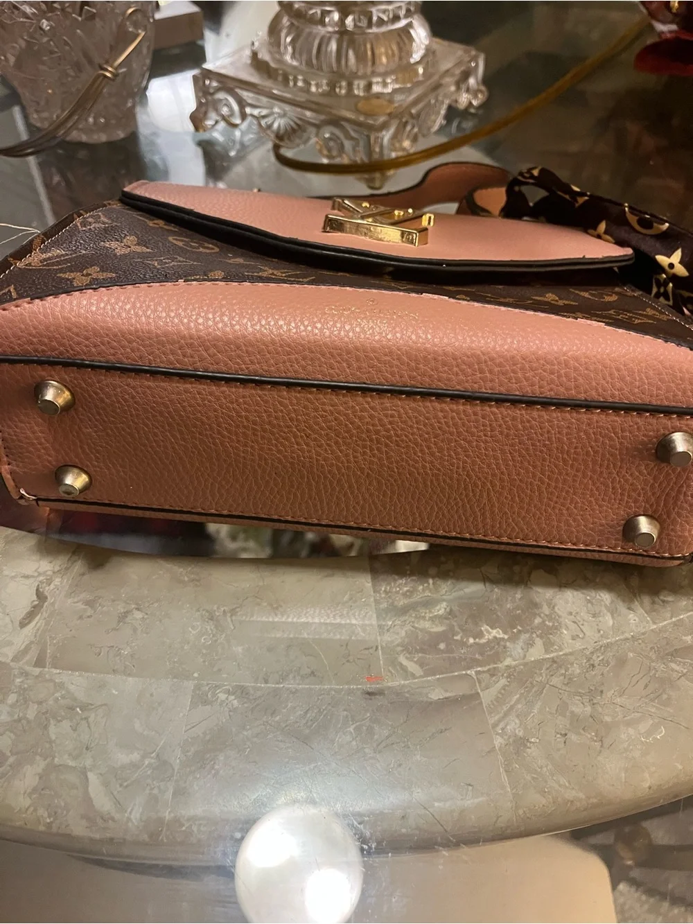 Louis Vuitton Brown Monogram & Tan Leather Satchel